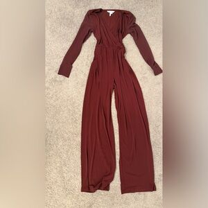 BCBGeneration Deep Red Long Sleeve Jumpsuit